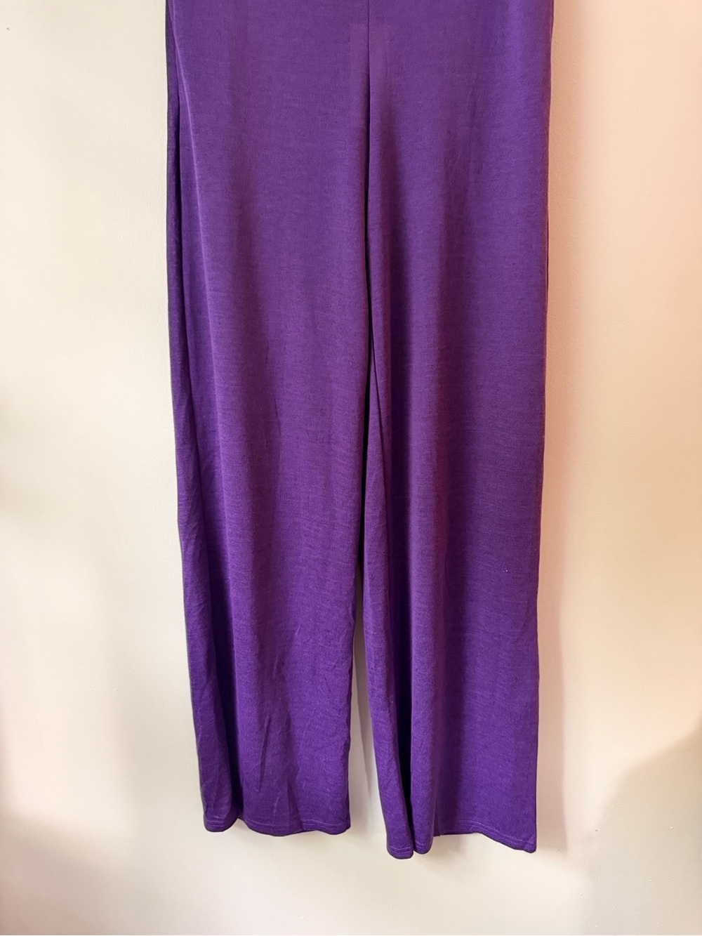 Purple Wide-Leg Knit Pants